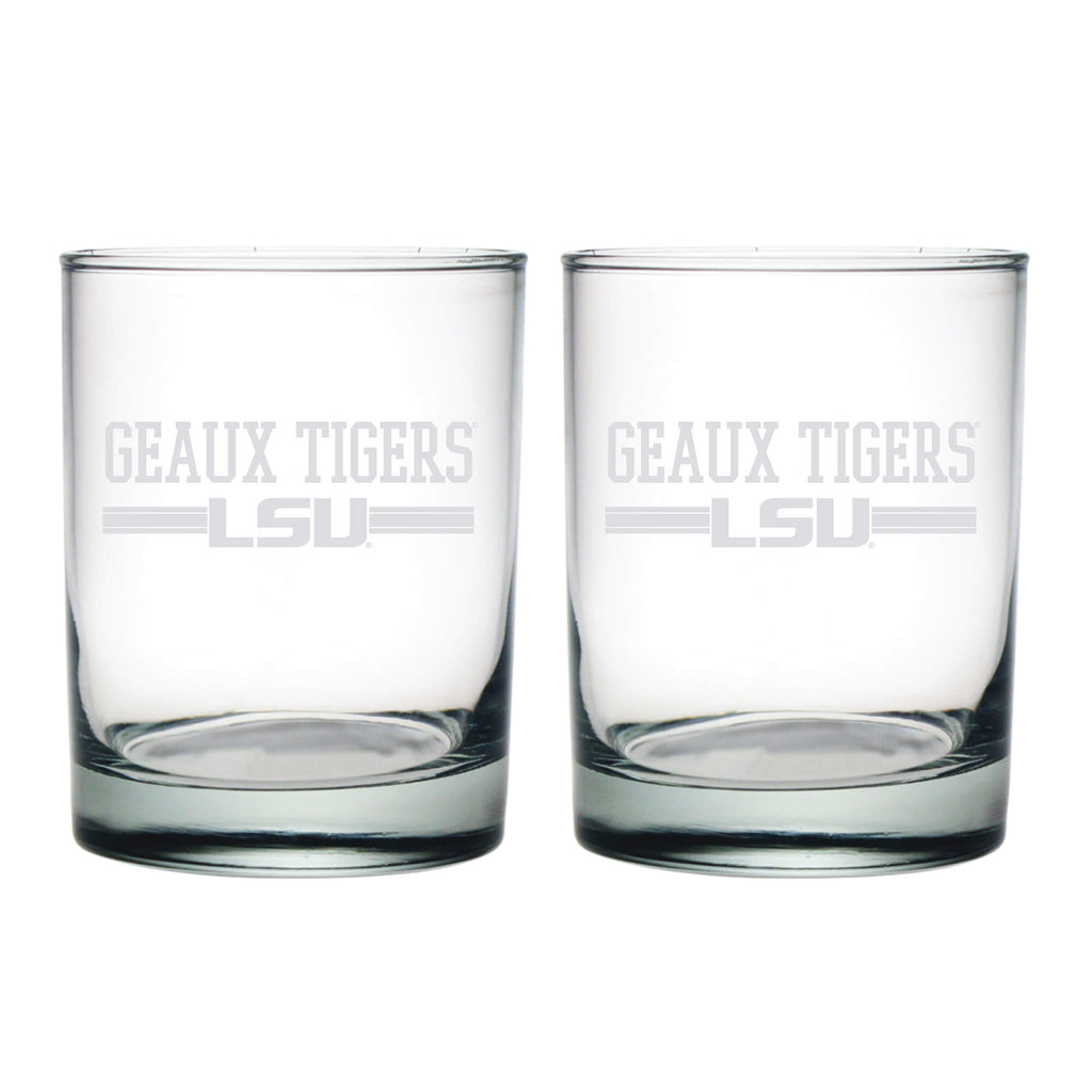 14oz LSU Tigers Slogan Etched DOF 2 Pack