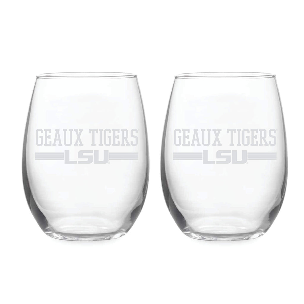 21oz LSU Tigers Etched Slogan Stemless 2 Pack
