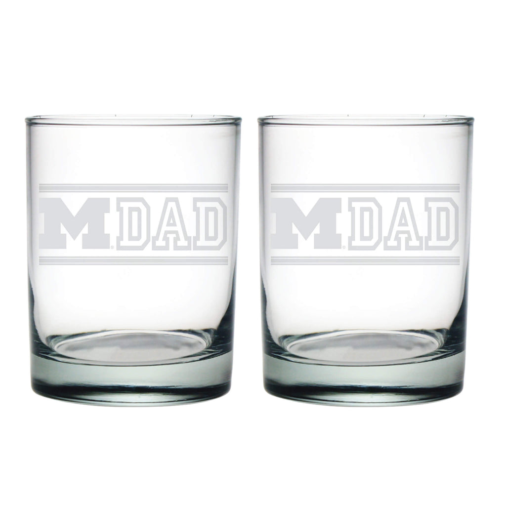 14oz Michigan Wolverines Etched Dad DOF 2 Pack