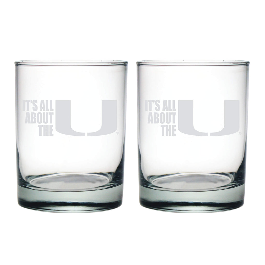 14oz Miami Hurricanes Etched Slogan DOF 2 Pack