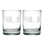 14oz Miami Hurricanes Etched Slogan DOF 2 Pack