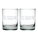 14oz Michigan State Spartans Etched Slogan DOF 2 Pack