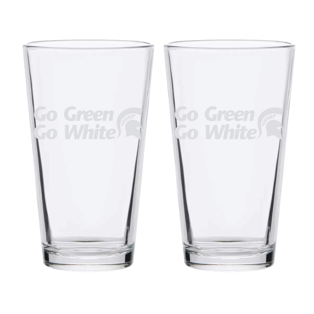 16oz Michigan State Etched Spartans Slogan Pint 2 Pack