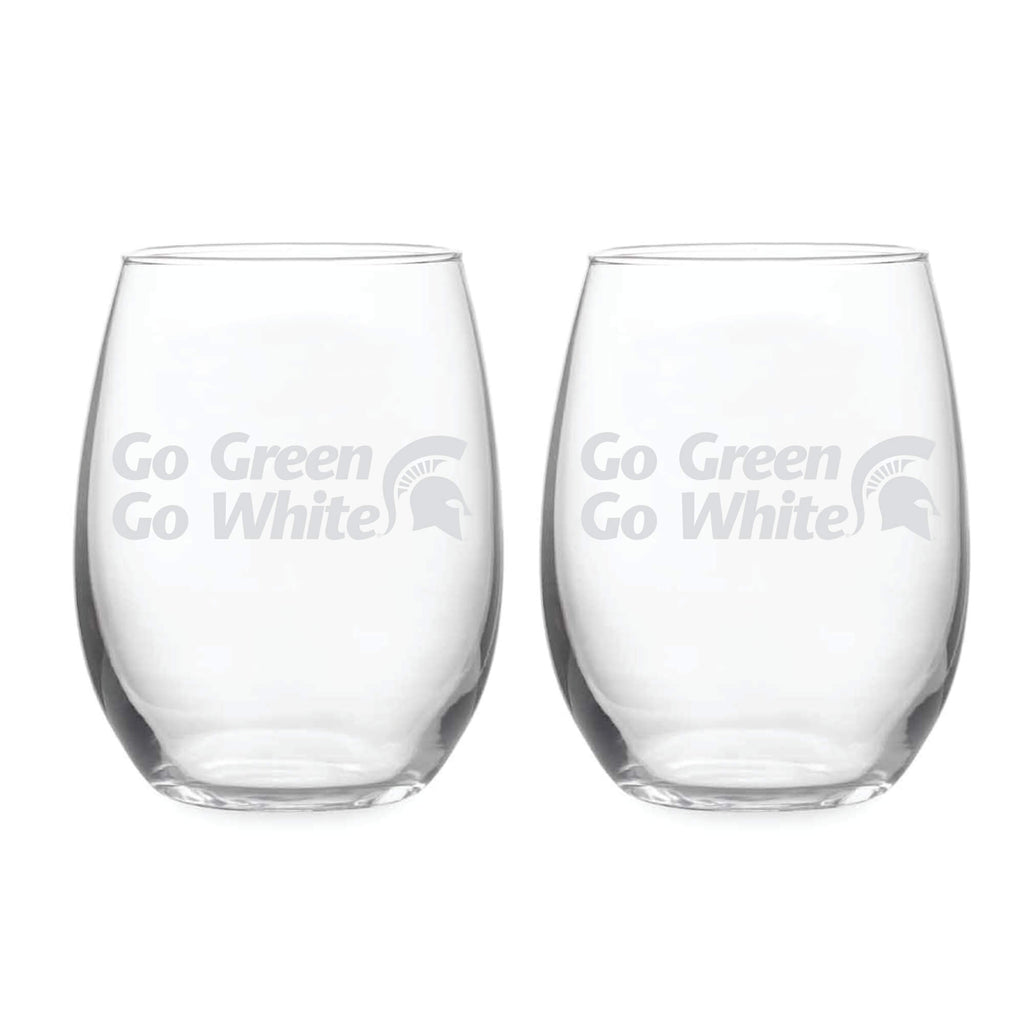 21oz Michigan State Spartans Etched Slogan Stemless 2 Pack