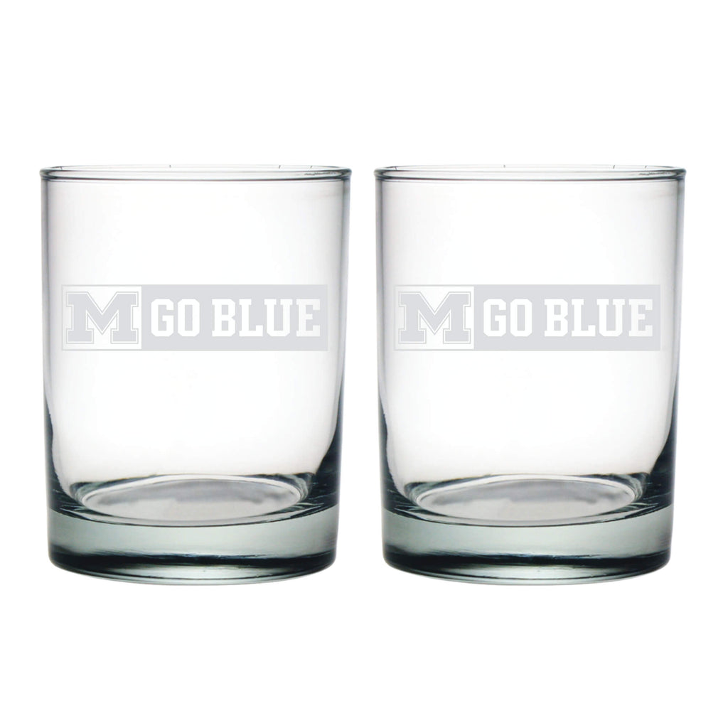 14oz Michigan Wolverines Etched Slogan DOF 2 Pack