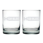 14oz Michigan Wolverines Etched Slogan DOF 2 Pack
