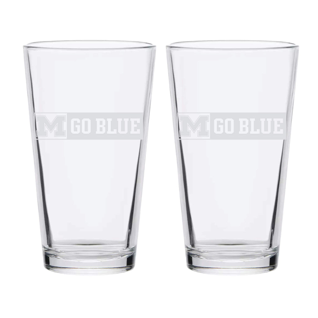 16oz Michigan Wolverines Etched Slogan Pint 2 Pack