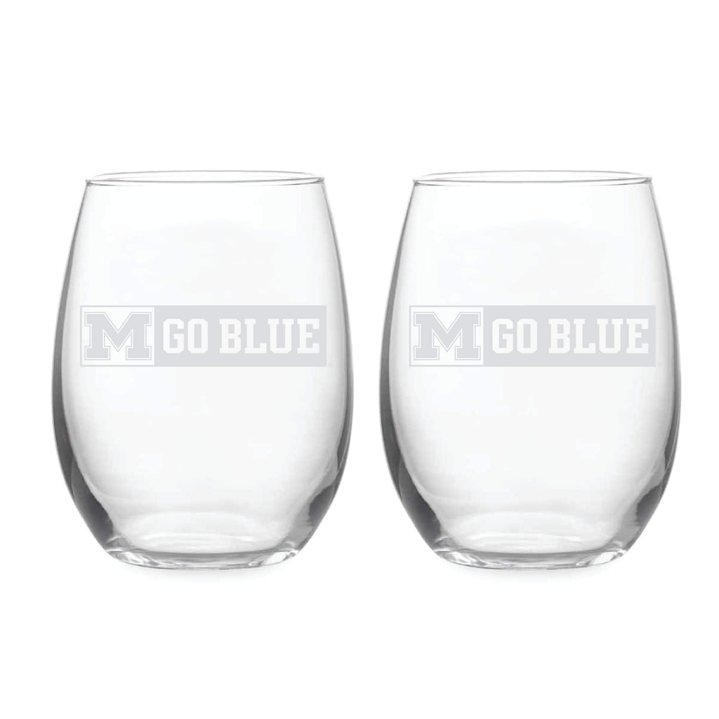 21oz Michigan Wolverines Etched Slogan Stemless 2 Pack