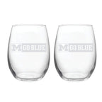 21oz Michigan Wolverines Etched Slogan Stemless 2 Pack