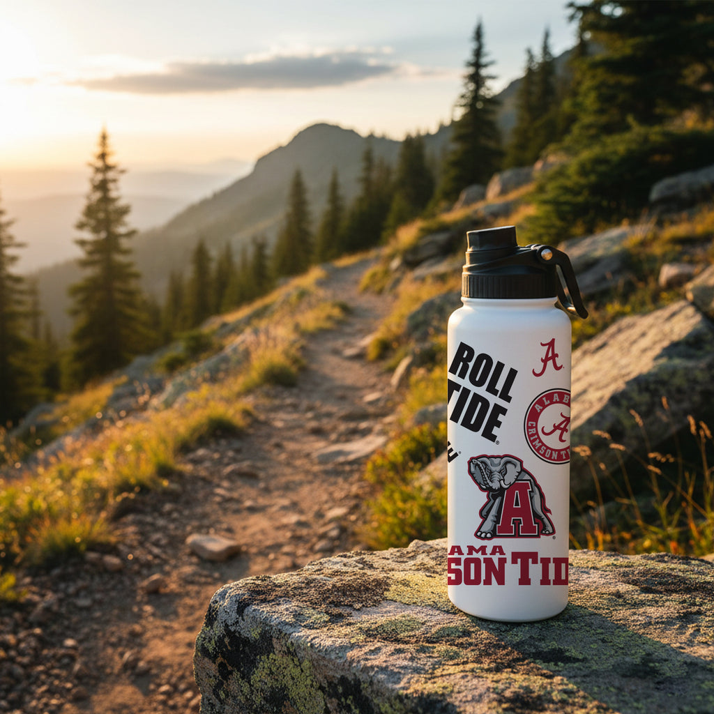 Alabama Crimson Tide 34oz Stainless Steel Medley Aqua Bottle