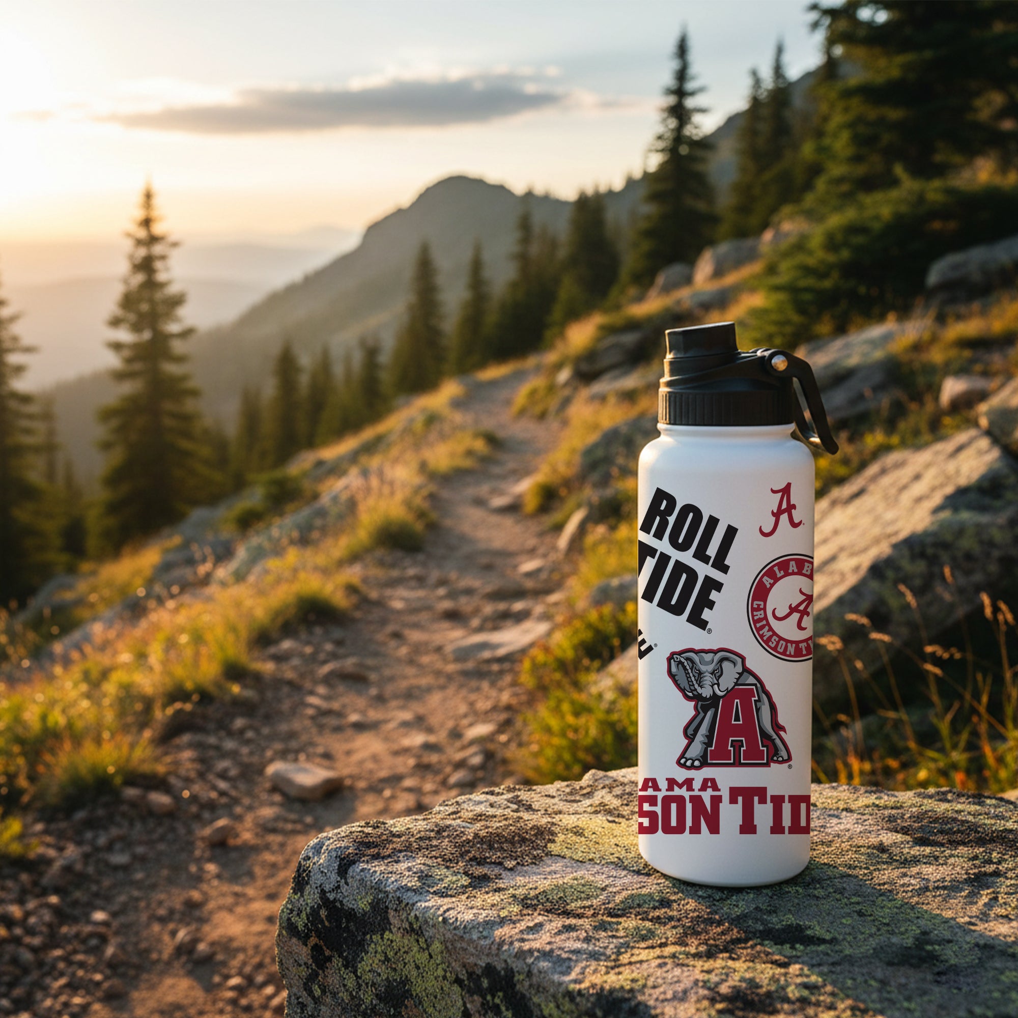Alabama Crimson Tide 34oz Stainless Steel Medley Aqua Bottle