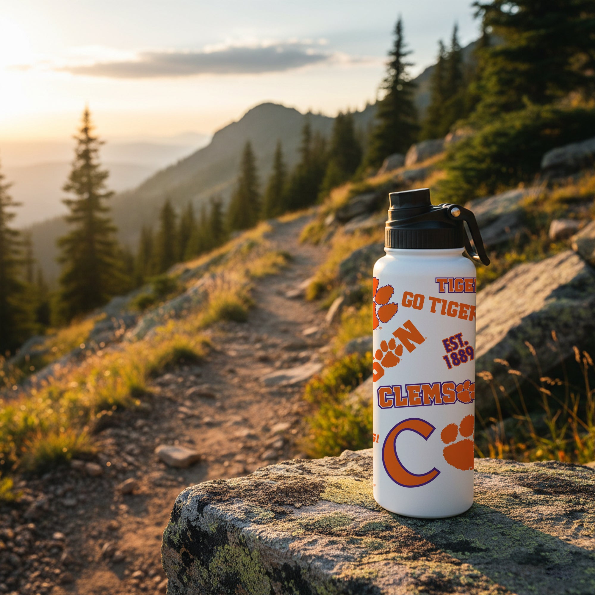 Clemson Tigers 34oz Stainless Steel Medley Aqua Bottle