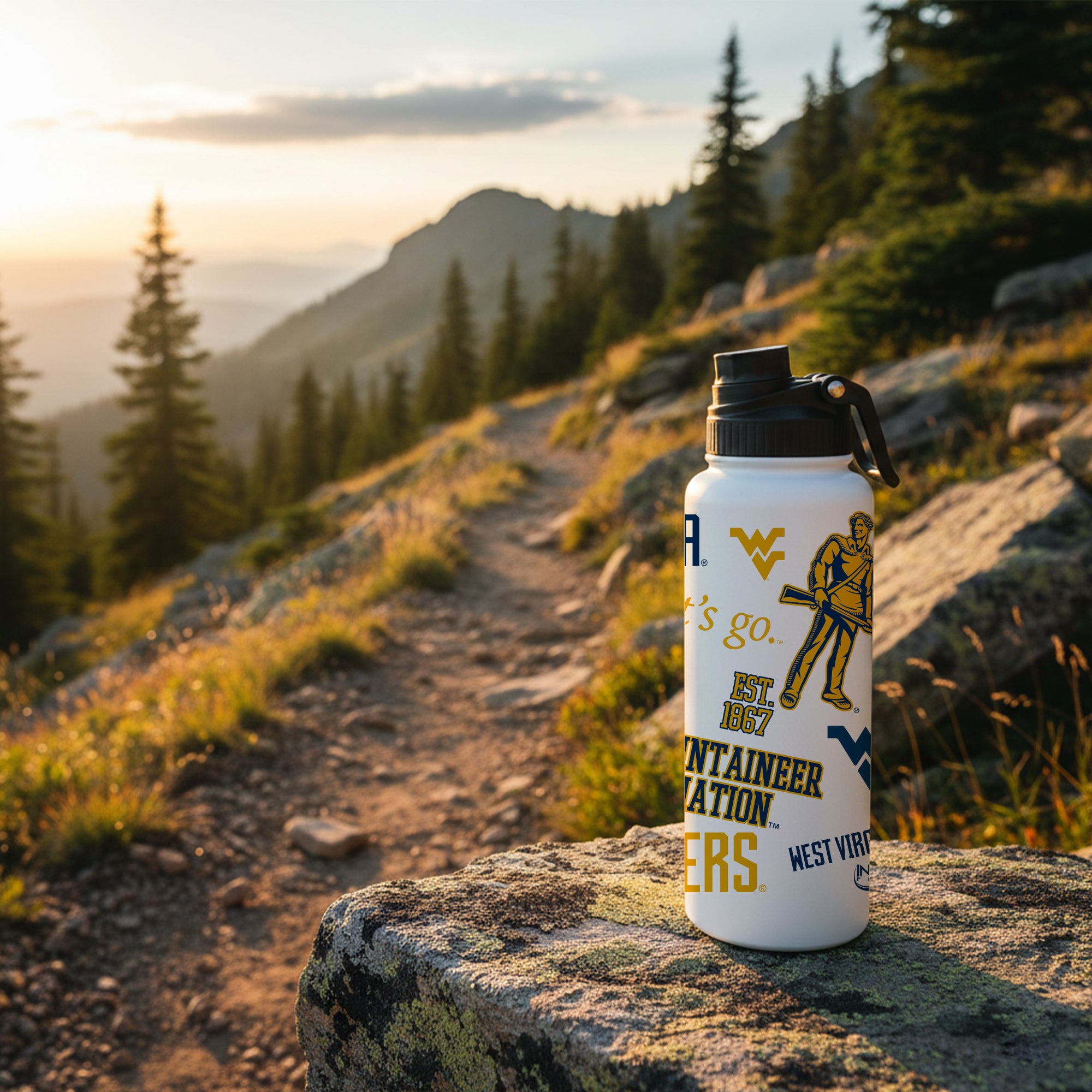 West Virginia Mountaineers 34oz Stainless Steel Medley Aqua Bottle
