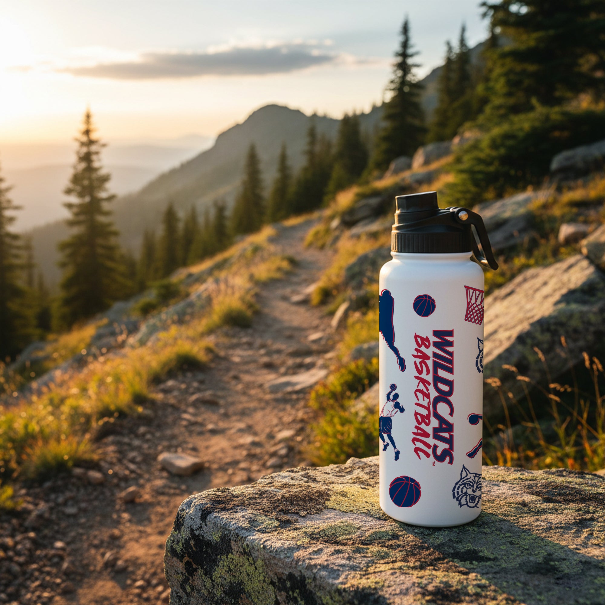 34oz Arizona Wildcats Basketball Sketch Aqua Bottle