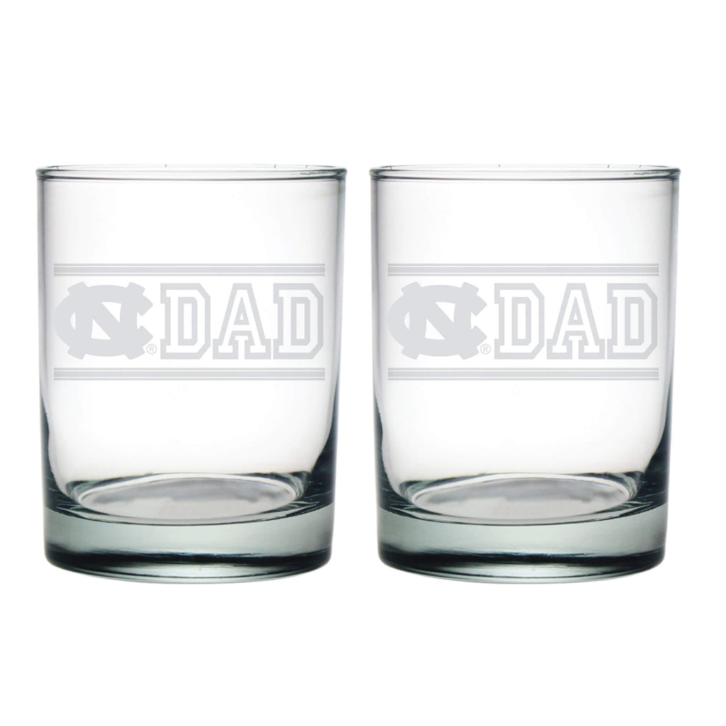 14oz North Carolina Tar Heels Etched Dad DOF 2 Pack