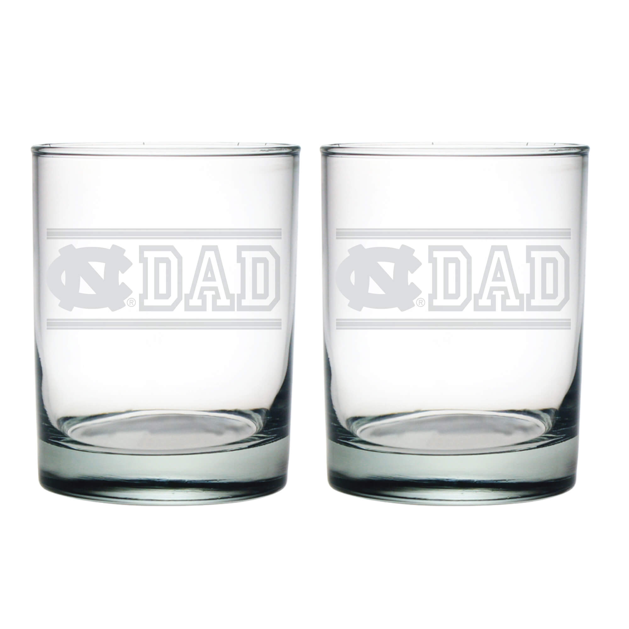 14oz North Carolina Tar Heels Etched Dad DOF 2 Pack