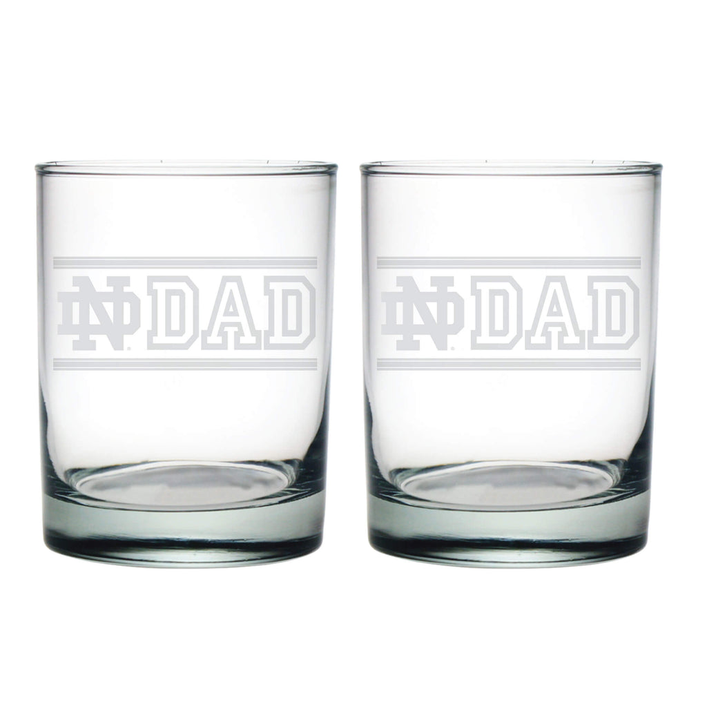 14oz Notre Dame Fighting Irish Etched Dad DOF 2 Pack