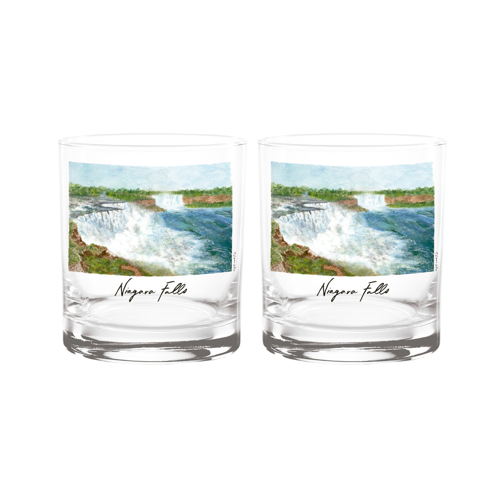 14oz Niagara Falls National Park 2-Pack Rock Glass Set by Laura Wilcox