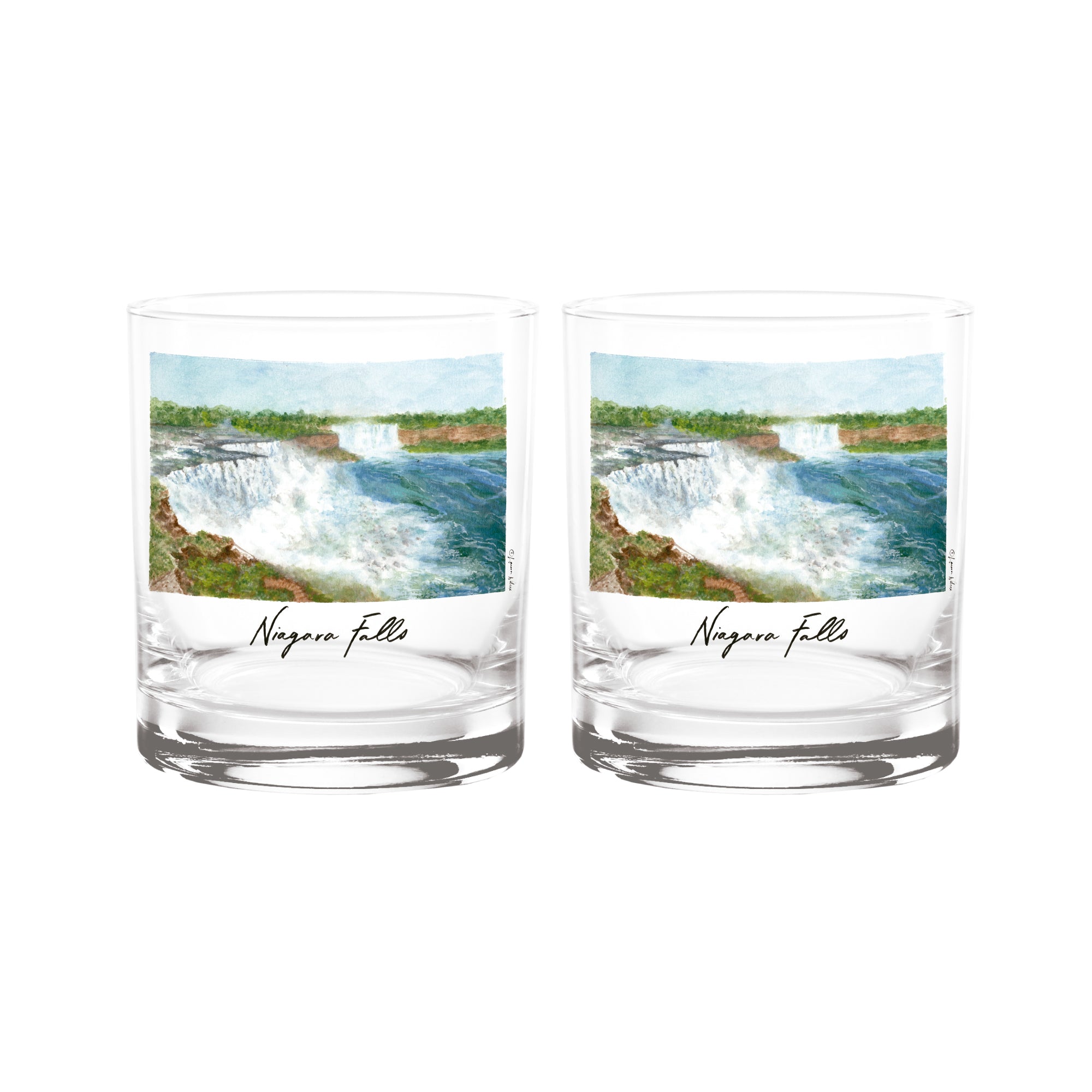 14oz Niagara Falls National Park 2-Pack Rock Glass Set by Laura Wilcox