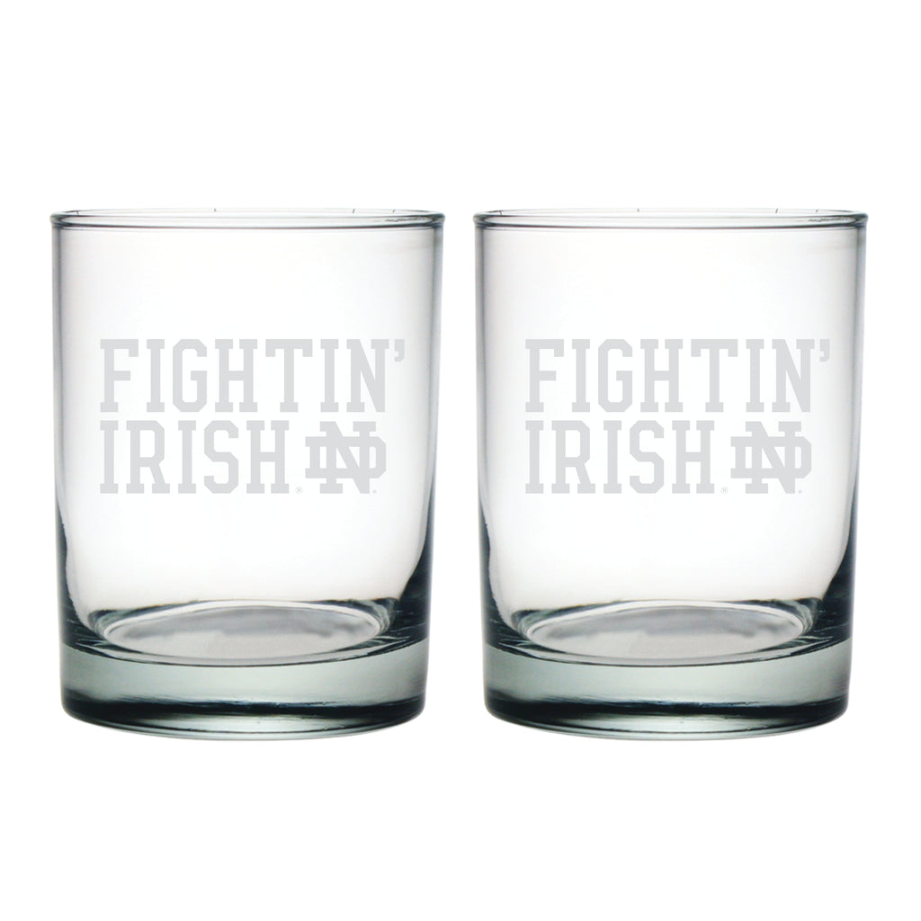 14oz Notre Dame Fighting Irish Etched Slogan DOF 2 Pack