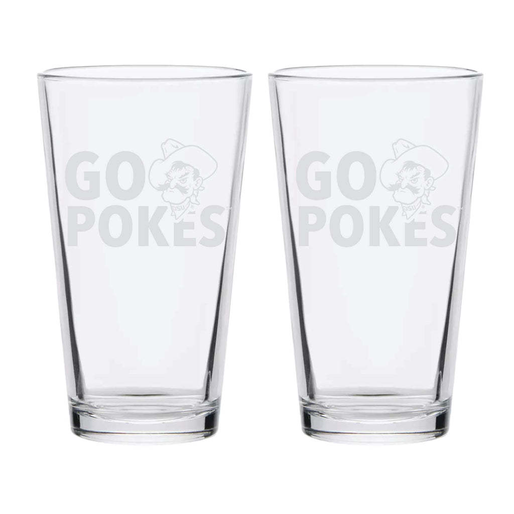 16oz Oklahoma State Cowboys Etched Slogan Pint 2 Pack