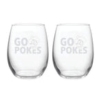 21oz Oklahoma State Cowboys Etched Slogan Stemless 2 Pack