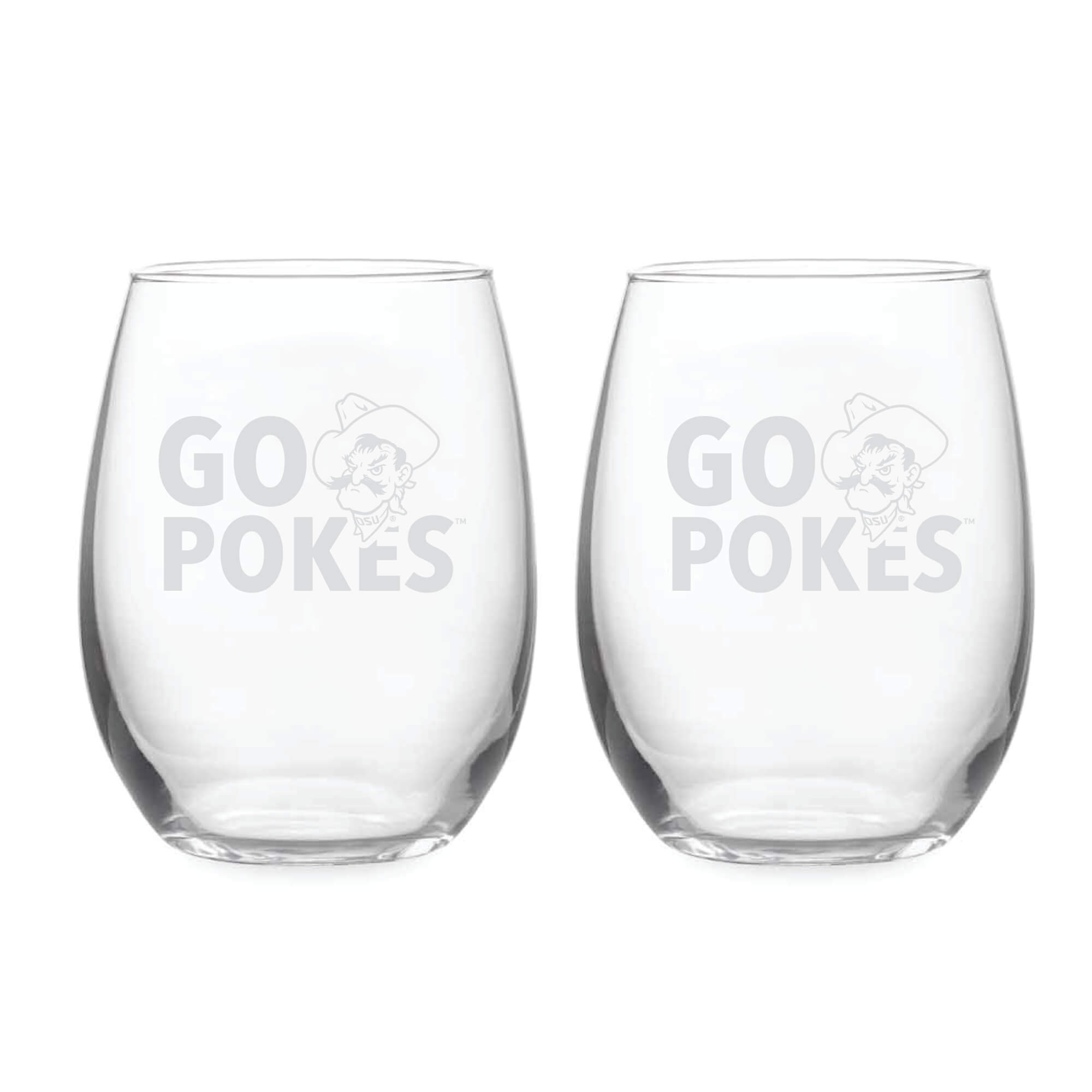 21oz Oklahoma State Cowboys Etched Slogan Stemless 2 Pack