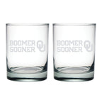 14oz Oklahoma Sooners Etched Slogan DOF 2 Pack