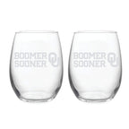 21oz Oklahoma Sooners Etched Slogan Stemless 2 Pack