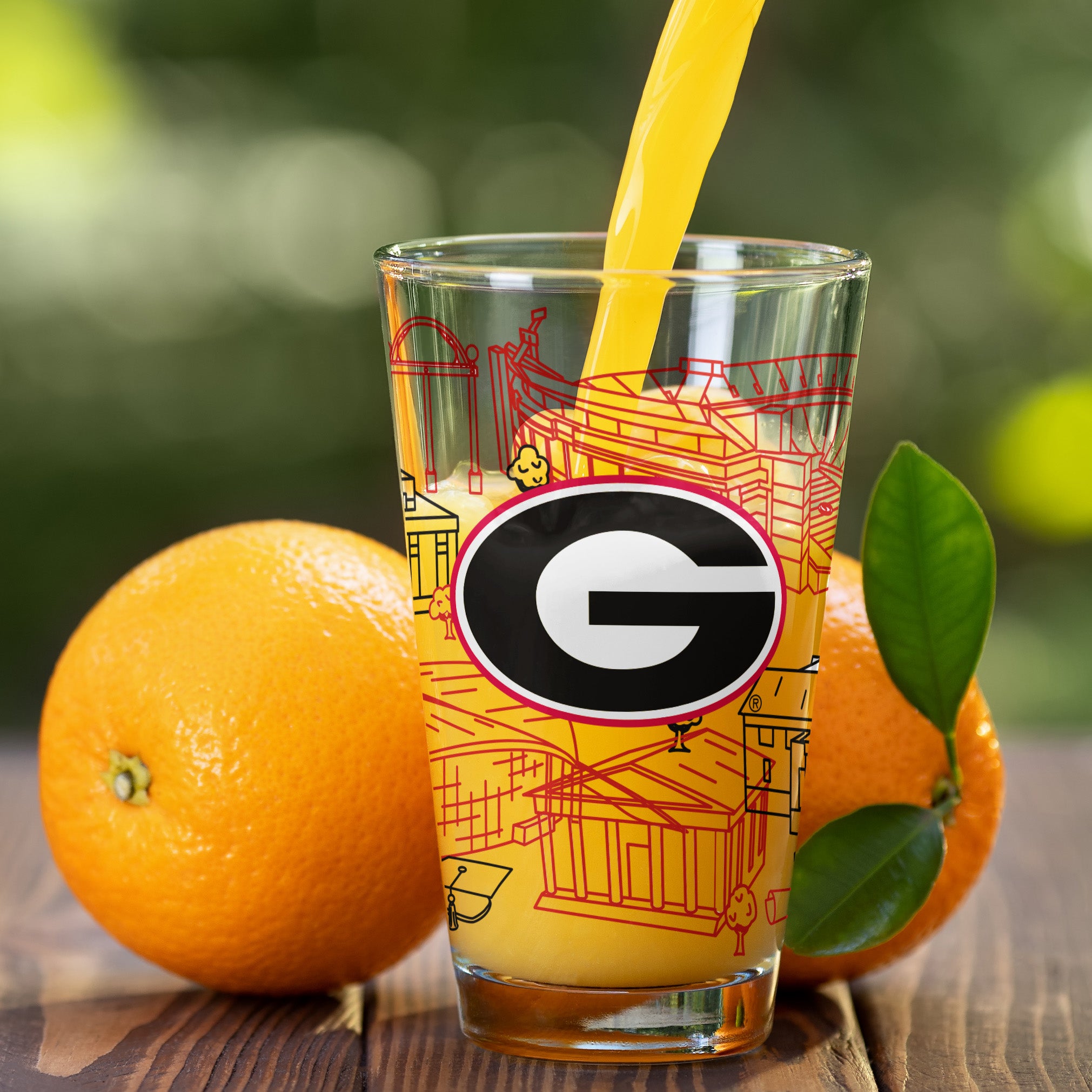 Set of 2 Georgia Bulldogs Campus Line Art 16oz Pints