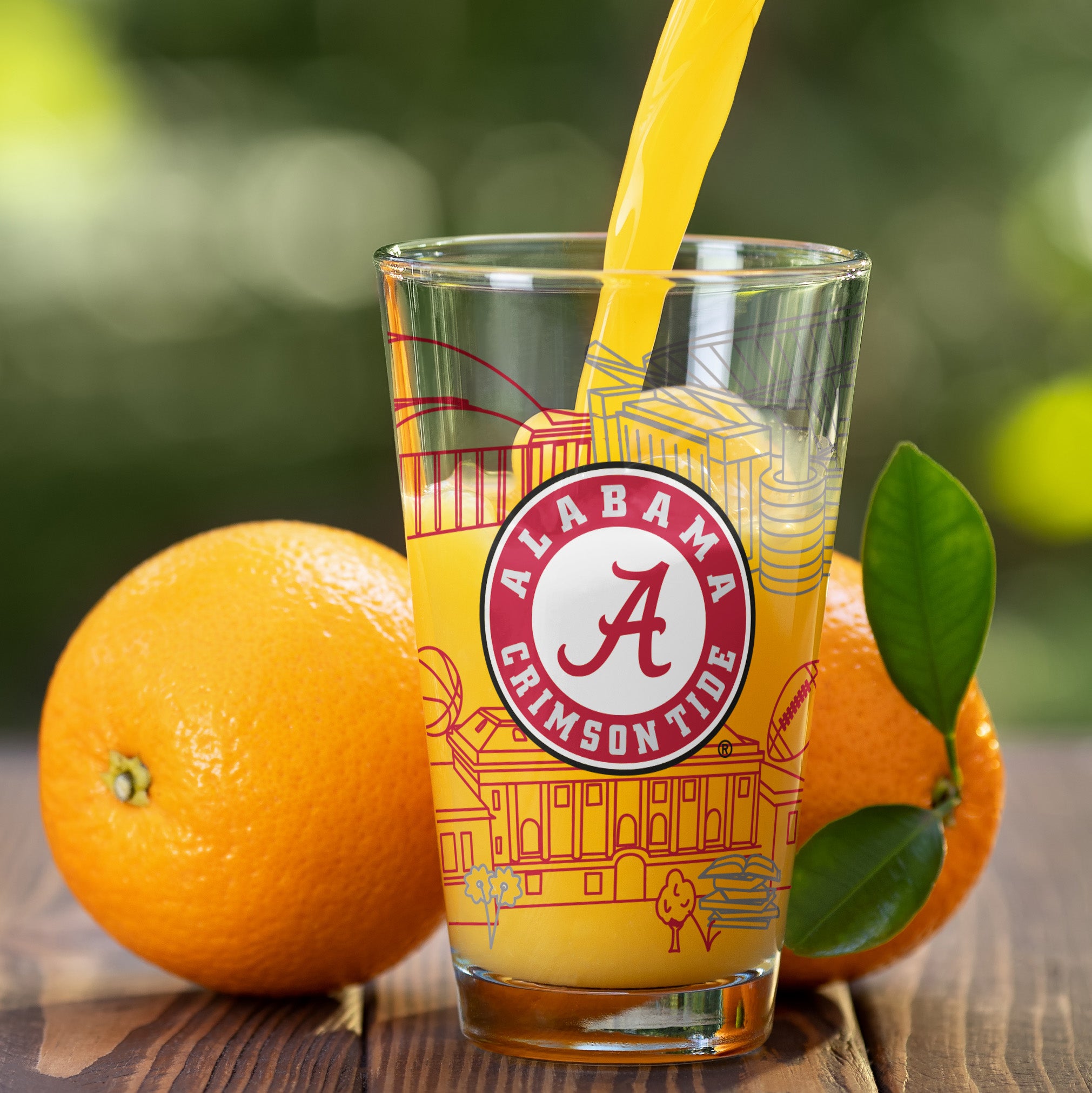 Set of 2 Alabama Crimson Tide Campus Line Art 16oz Pints