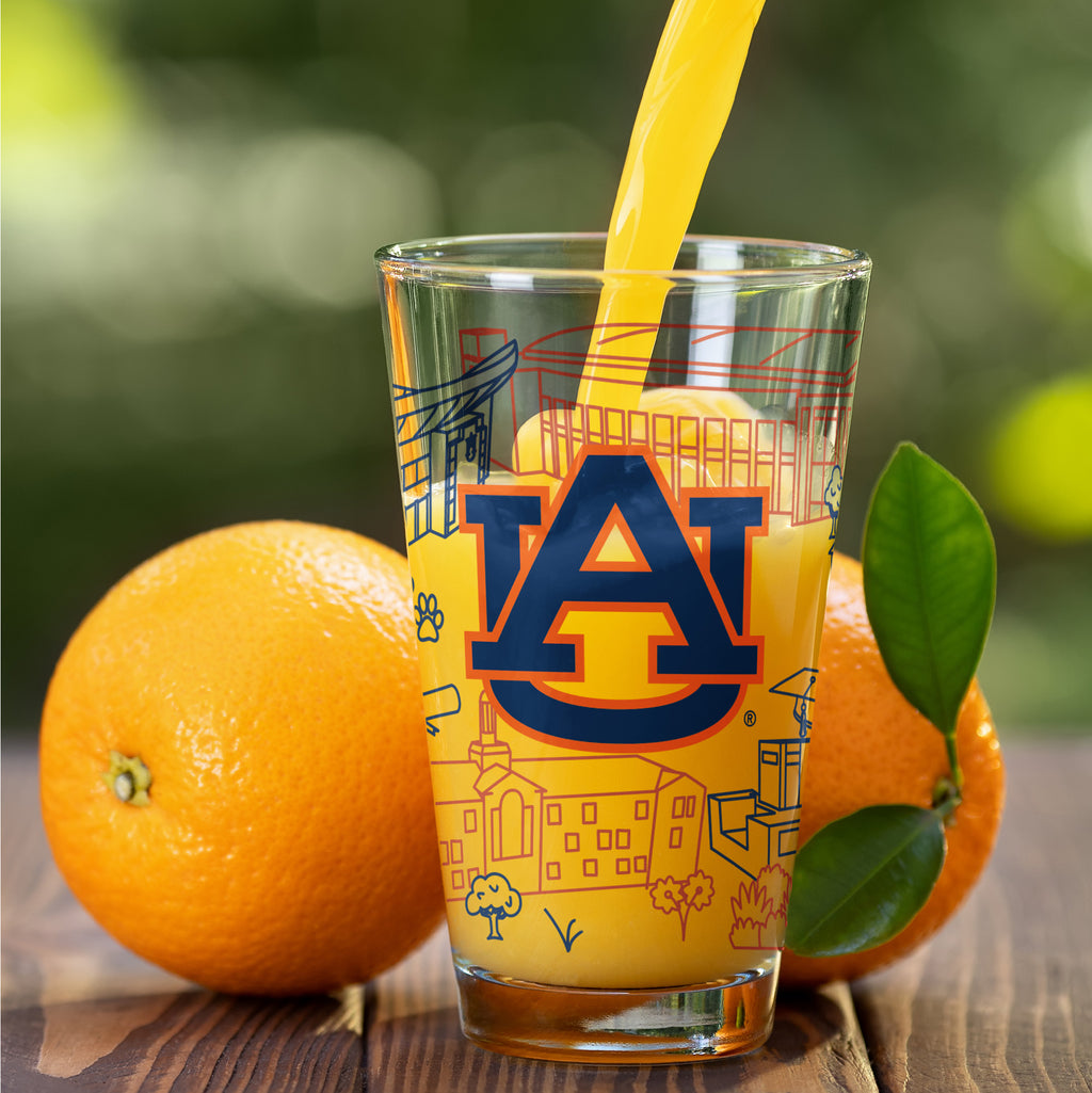 Set of 2 Auburn Tigers Campus Line Art 16oz Pints