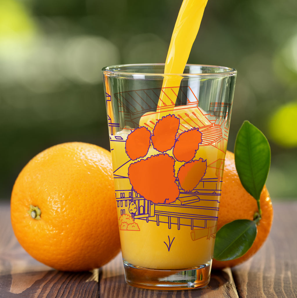 Set of 2 Clemson Tigers Campus Line Art 16oz Pints