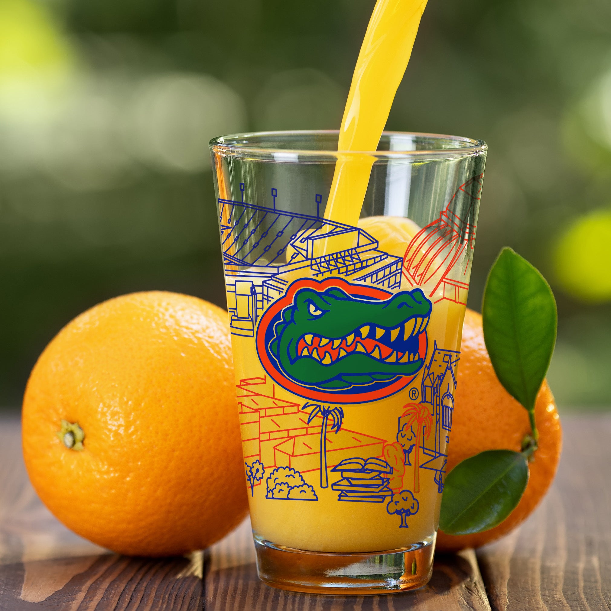 Set of 2 Florida Gators Campus Line Art 16oz Pints