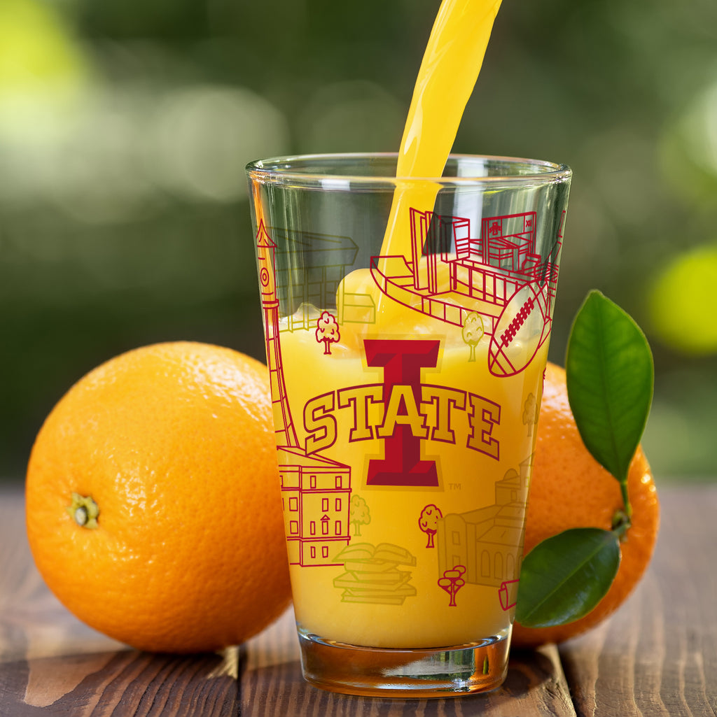 Set of 2 Iowa State Cyclones Campus Line Art 16oz Pints
