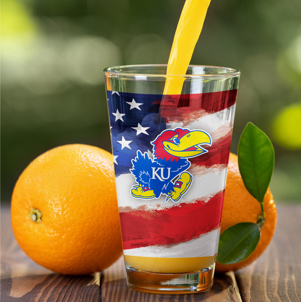Set of 2 Kansas Jayhawks 16oz Americana Pints