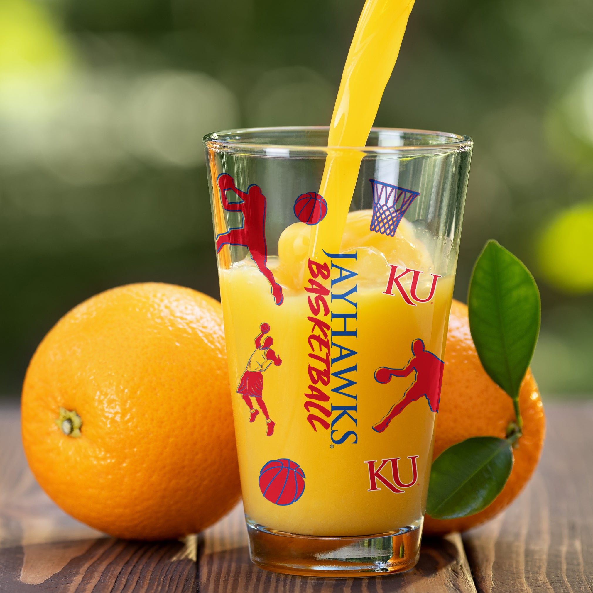 Set of 2 Kansas Jayhawks Basketball Sketch 16oz Pints