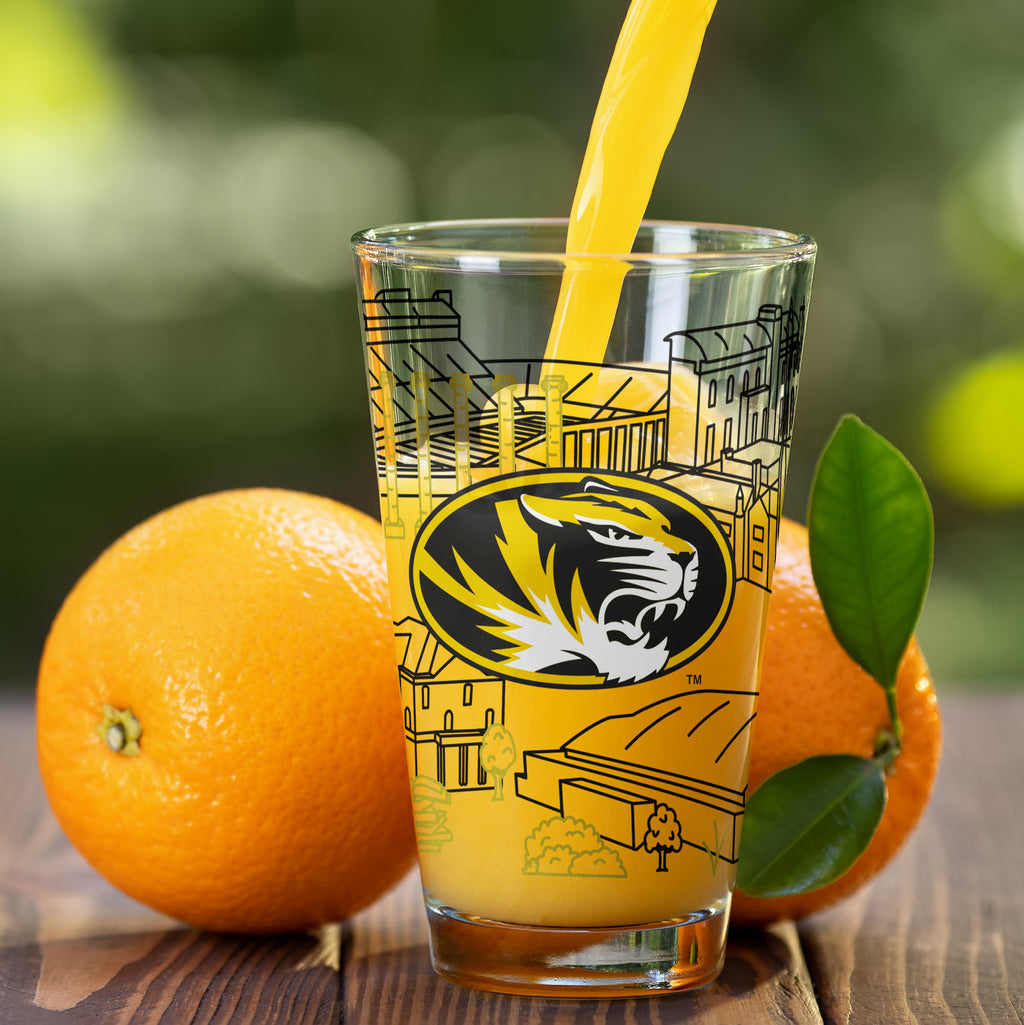 Set of 2 Missouri Tigers Campus Line Art 16oz Pints