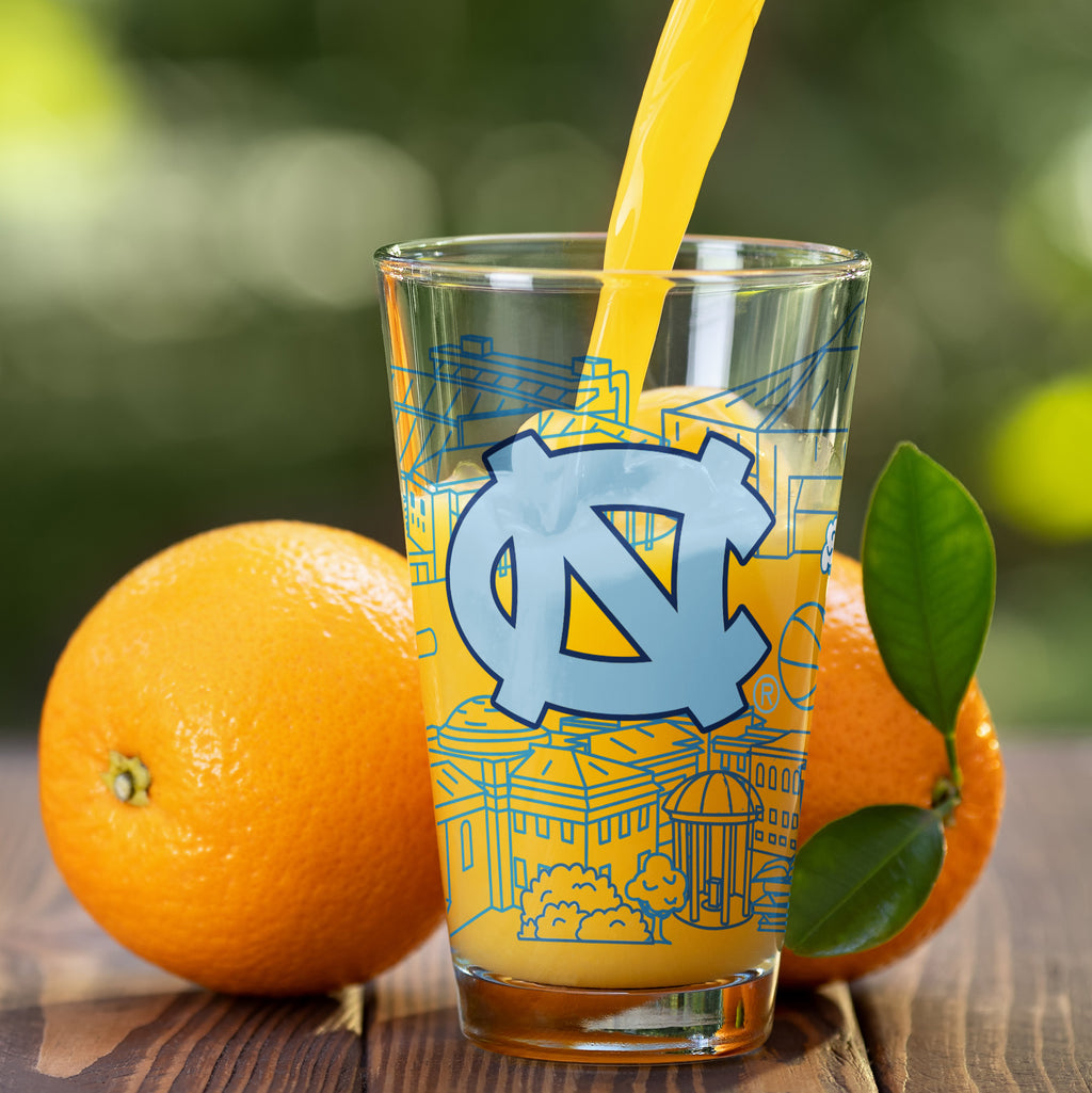Set of 2 North Carolina Tar Heels Campus Line Art 16oz Pints