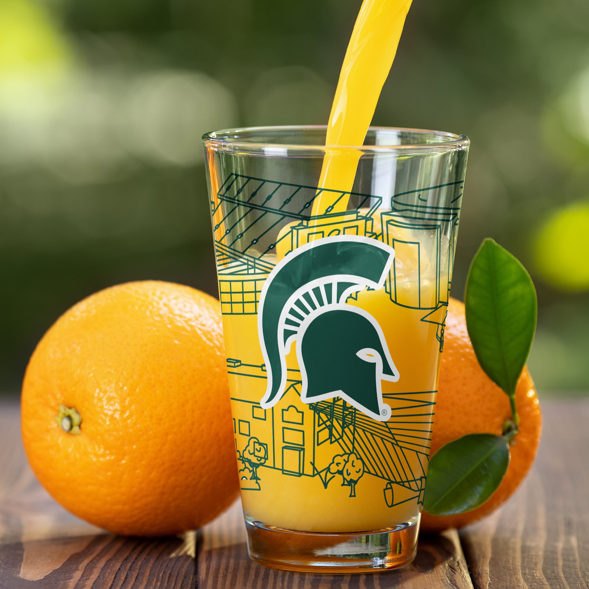 Set of 2 Michigan State Spartans Campus Line Art 16oz Pints