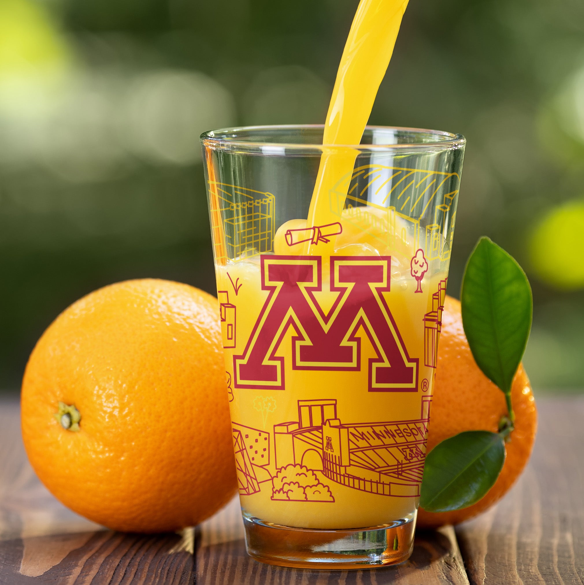 Set of 2 Minnesota Golden Gophers Campus Line Art 16oz Pints