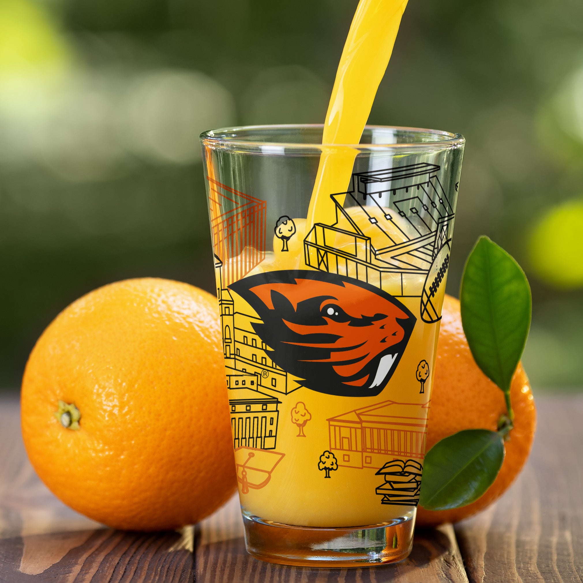 Set of 2 Oregon State Beavers Campus Line Art 16oz Pints