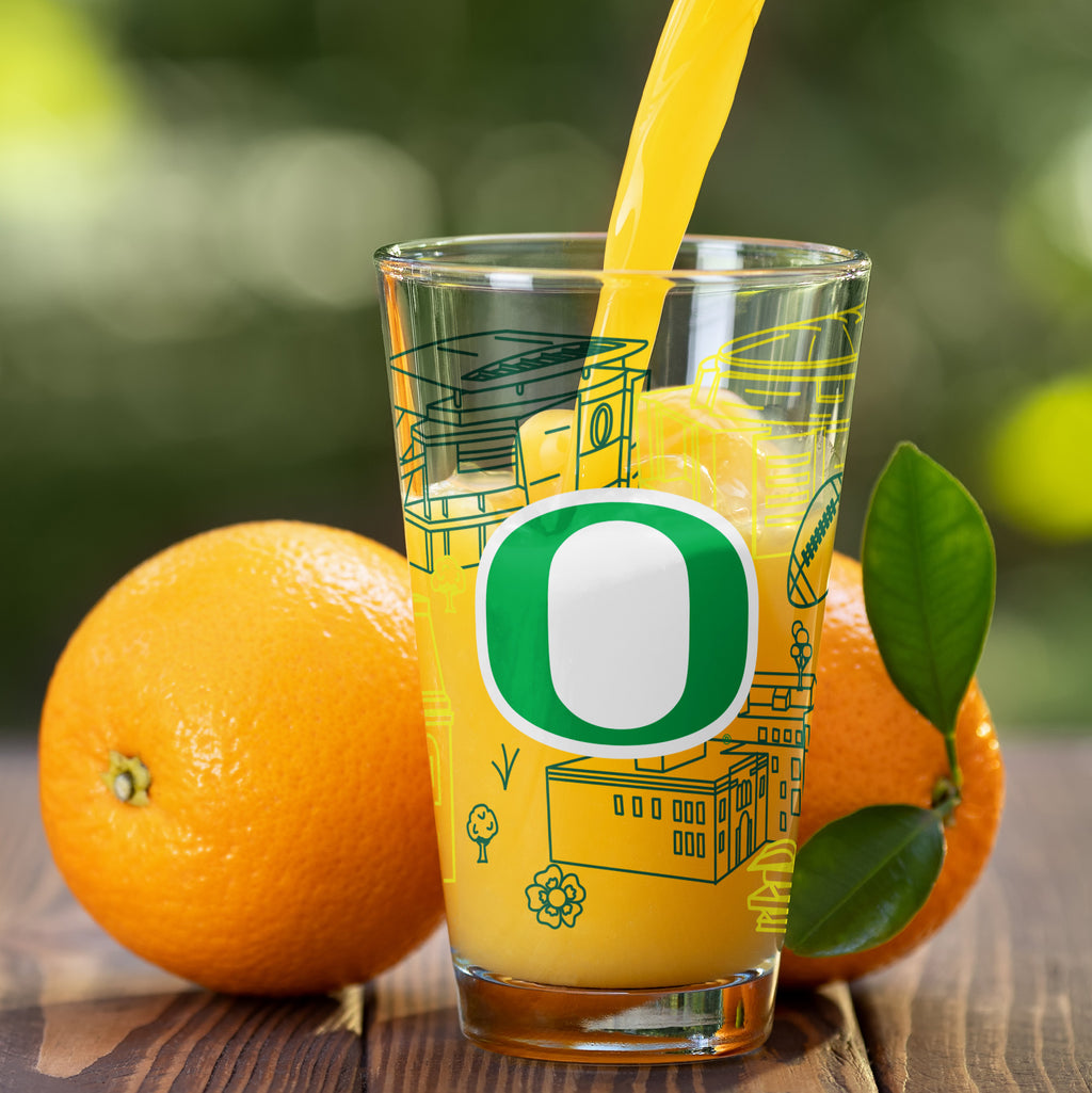 Set of 2 Oregon Ducks Campus Line Art 16oz Pints