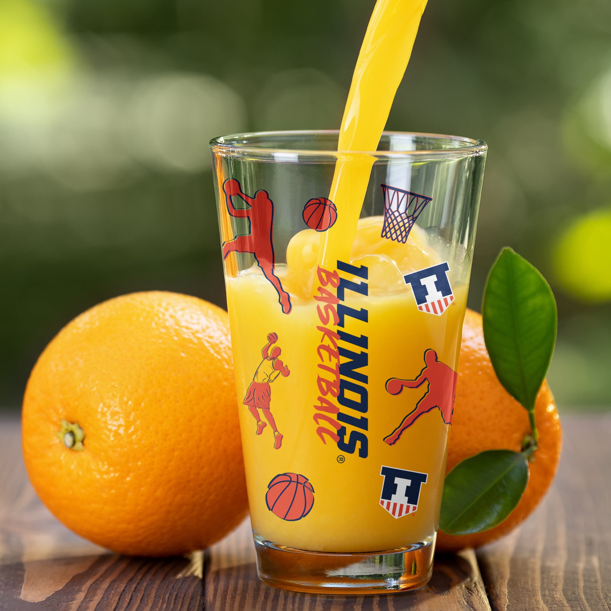 Set of 2 Illinois Fighting Illini Basketball Sketch 16oz Pints