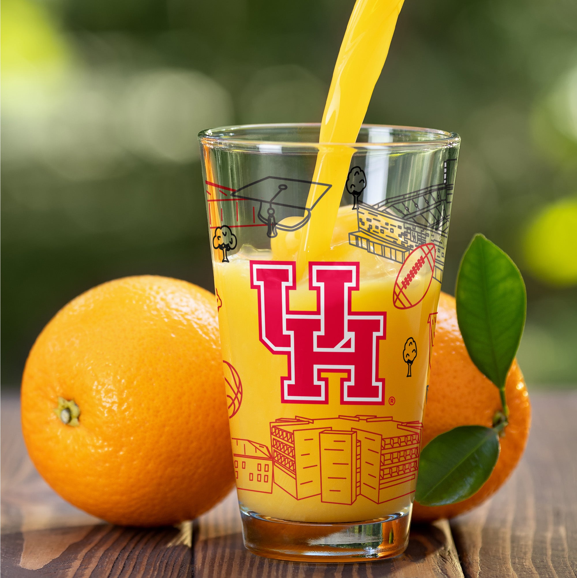 Set of 2 Houston Cougars Campus Line Art 16oz Pints