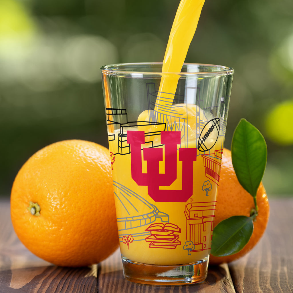 Set of 2 Utah Utes Campus Line Art 16oz Pints