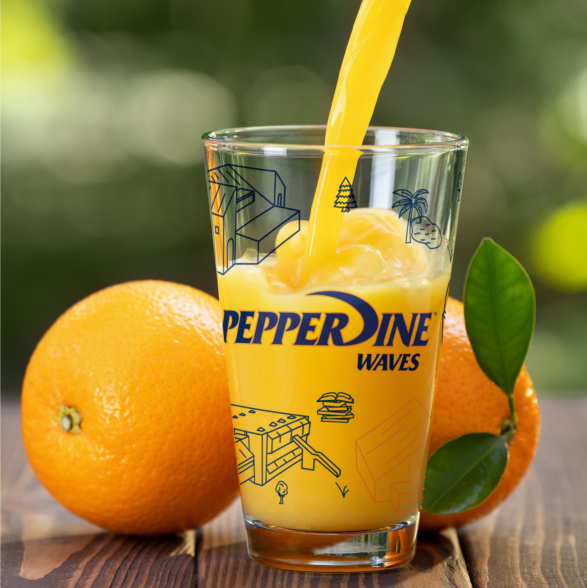 Set of 2 Pepperdine Waves Campus Line Art 16oz Pints