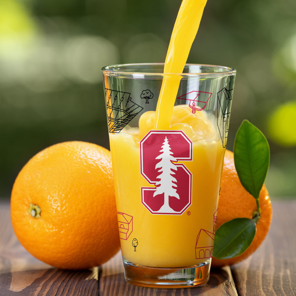 Set of 2 Stanford Cardinal Campus Line Art 16oz Pints