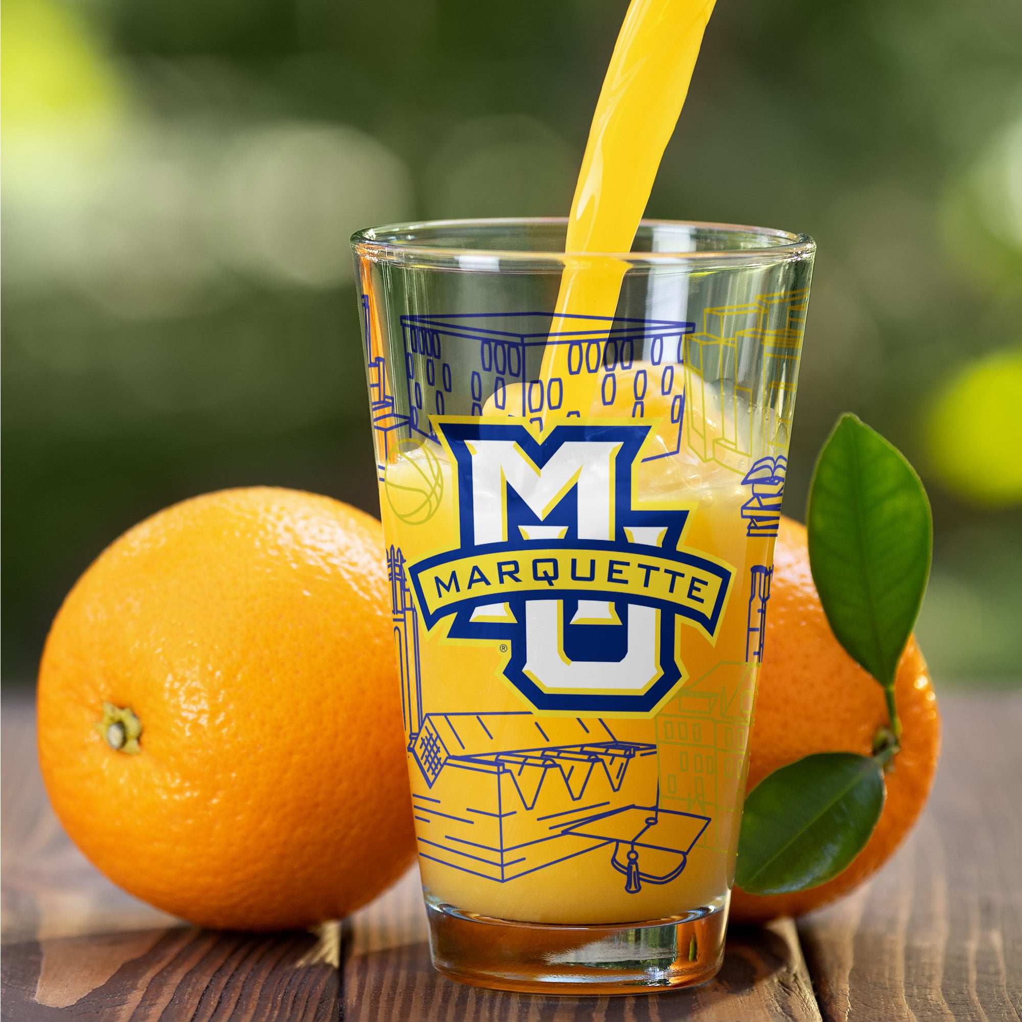 Set of 2 Marquette Golden Eagles Campus Line Art 16oz Pints