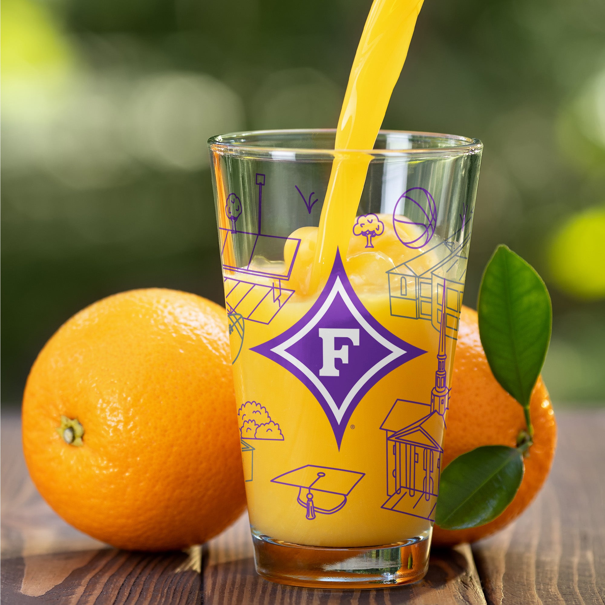Set of 2 Furman Paladins Campus Line Art 16oz Pints